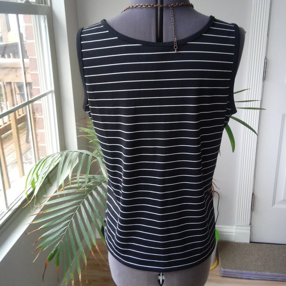 Kathy Ireland Black Tank w/ Mini Stripes - Picture 4 of 8
